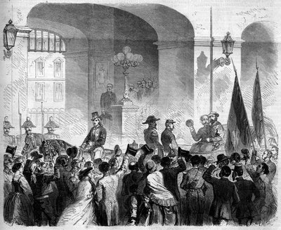 Risorgimento, Napels, 7 november 1860: intrede van Victor Emmanuel II, koning van Italië, in het Koninklijk Paleis van Napels na de stemming van de bevolking door French School