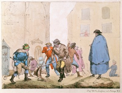 Straatvegers in Parijs, ca. 1820 door French School