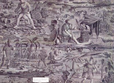 Robinson Crusoe, naar een ontwerp van F. Pieters, ca. 1815-20 door French School