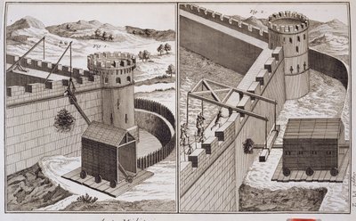 Romeinse stormrammen, uit de Encyclopedie des Sciences et Metiers door Denis Diderot (1713-84), gepubliceerd c.1770 door French School