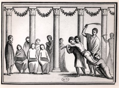 Romeins onderwijs, van een fresco door French School
