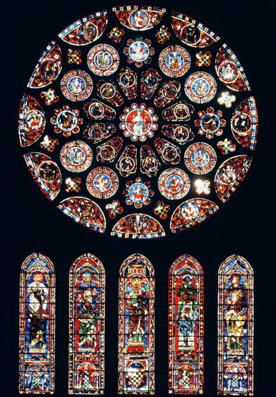 Roos en lancetramen van de zuidmuur, c.1224 door French School