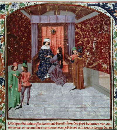Edward IV ontvangt het boek van de auteur, uit Anciennes Chroniques d
