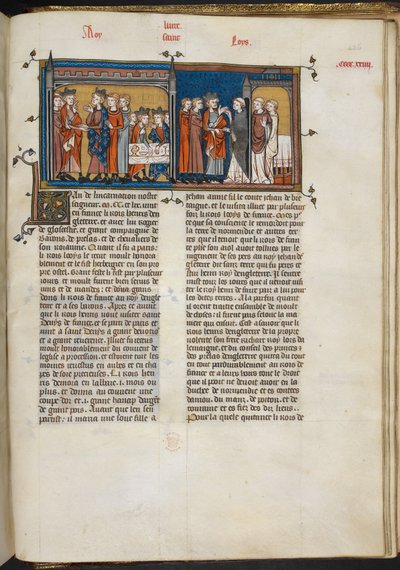 Miniatuur van Hendrik III die Lodewijk IX bezoekt, en Hendrik III bij St Denis, pagina uit 