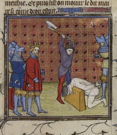 Leiders van de Jacquerie-opstand tegen de Franse adel onthoofd op bevel van de Koning van Navarra, uit de 