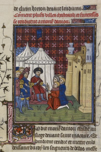 De sleutels van een stad worden overhandigd aan de Hertog van Anjou door French School
