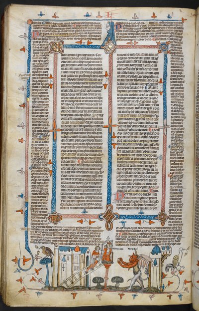 Royal MS 10 E IV, f.209v, De Schilder en de Duivel, uit Decretalen van Gregorius IX met glossen van Bernard van Parma (de 