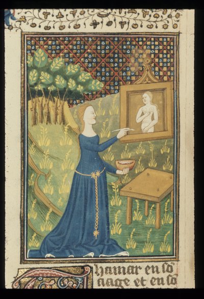 Pagina uit De claris mulieribus in een anonieme Franse vertaling (Le livre de femmes nobles et renomées) door Giovanni Boccaccio, ca. 1440 door French School