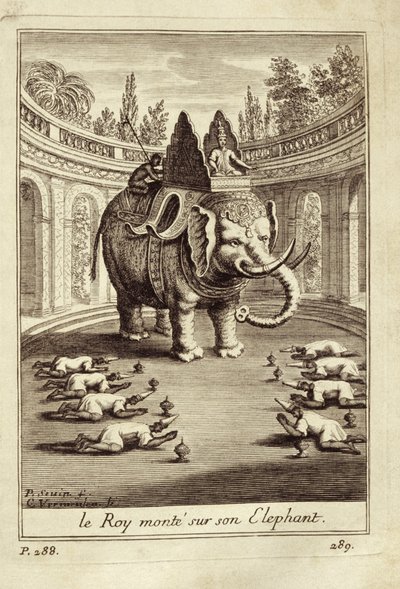 Koninklijke olifanten, uit Voyage du Siam des Peres Jesuites door Guy Tachard, 1688 door French School