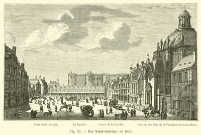 Rue Saint-Antoine, in 1650 door French School