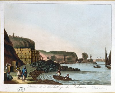 Ruïnes van de Ptolemeïsche bibliotheek in Alexandrië, Egypte, 1811 door French School
