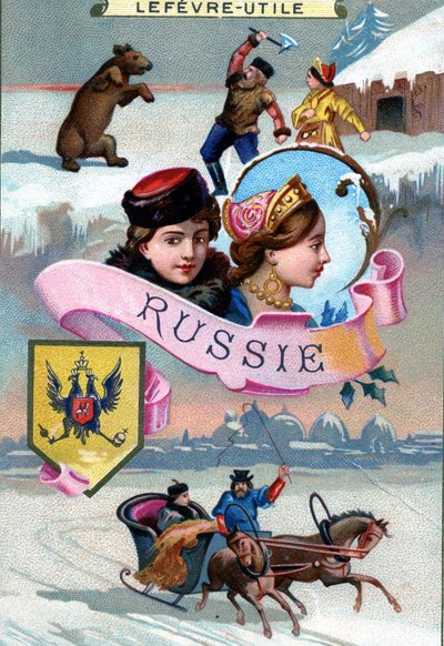 Rusland, uit een serie promotiekaarten voor Lefevre-Utile (LU) biscuits, eind 19e eeuw door French School