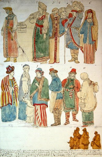 Russische kostuums, c.1792 door French School