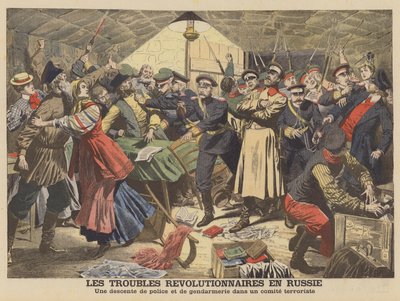 Russische politie breekt een revolutionaire bijeenkomst op door French School