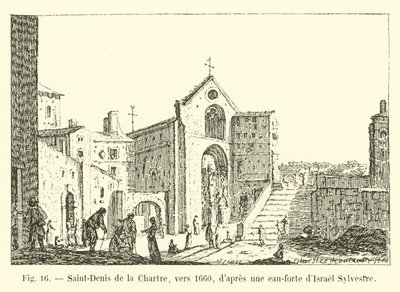 Saint-Denis de la Chartre, rond 1660, naar een ets van Israël Sylvestre door French School