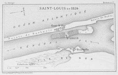 Saint-Louis in 1854, illustratie uit "Le Senegal...", door Louis Leon Faidherbe, 1854 door French School