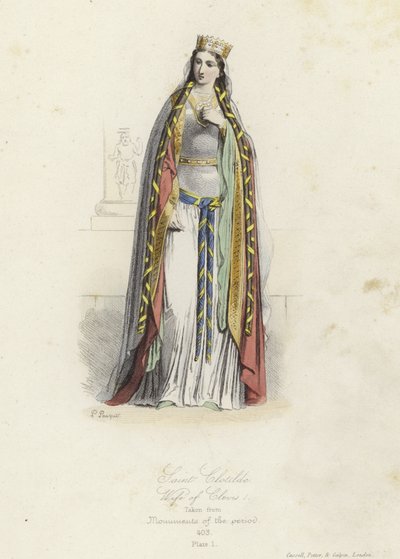 Sint Clotilde, vrouw van Clovis I, Koning van de Franken door French School