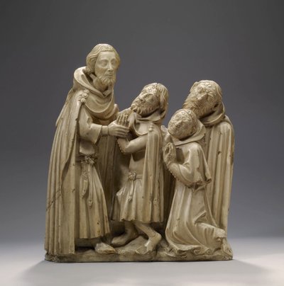 Sint Elzear van Sabran geneest drie Melaatsen, c.1373 door French School