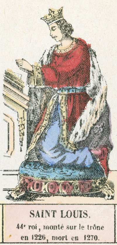 Saint Louis, 44e koning, besteeg de troon in 1226, stierf in 1270 door French School