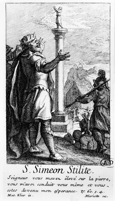 Sint Simeon Stylite op zijn Zuil door French School