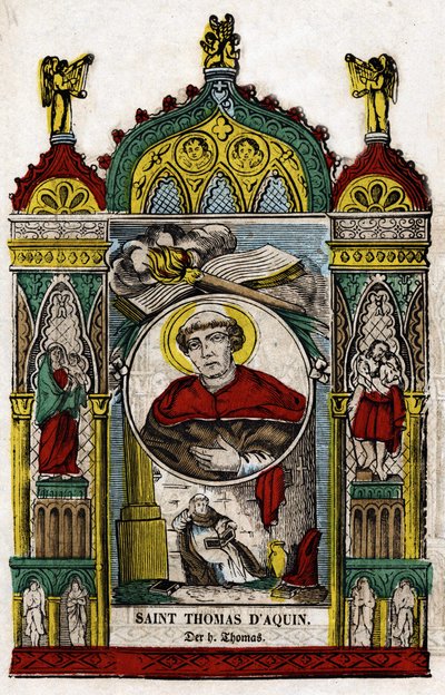 Heilige Thomas van Aquino (1228 - 1274). Epinal afbeelding, eerste helft van de 19e eeuw door French School