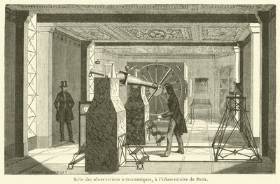 Observatiezaal voor astronomie, in het Observatorium van Parijs (gravure) door French School