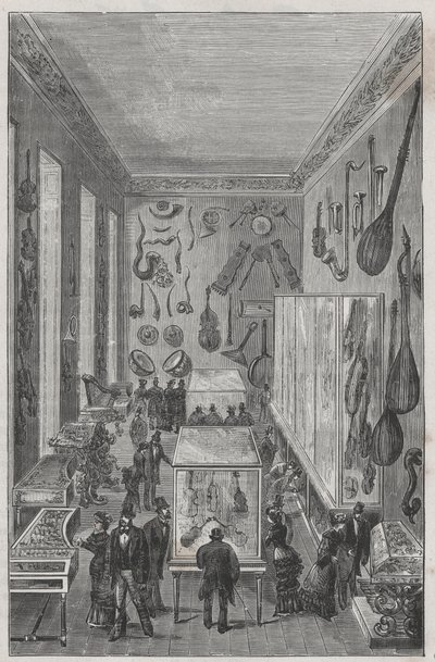 Zaal van het museum van het nationaal conservatorium voor muziek van Parijs - Gravure in 