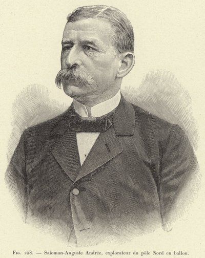 Salomon-Auguste Andree, ontdekkingsreiziger van de Noordpool in een ballon door French School