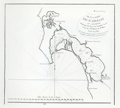 San Diego Bay, Californië, uit het reisverslag van La Perouse door French School