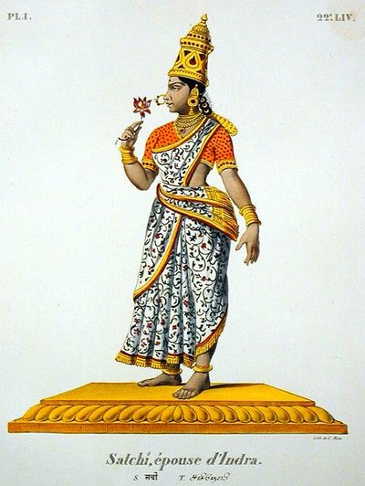 Satchi vrouw van Indra, gegraveerd door C. de Motte (1785-1836) door French School