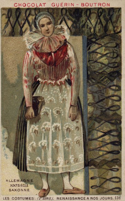 Saksische vrouwenkostuum, Duitsland, 19e eeuw door French School