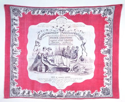 Sjaal die Rusland karikaturiseert, ziek van hebzucht en ambitie tijdens de Krimoorlog, ca. 1856 (gedrukt zijde) door French School