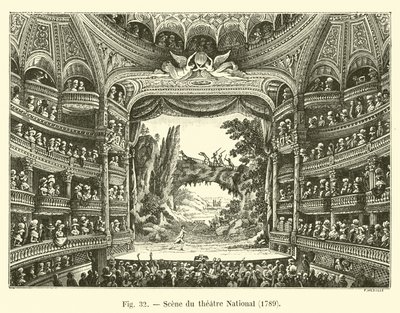 Scène van het Nationaal Theater, 1789 door French School
