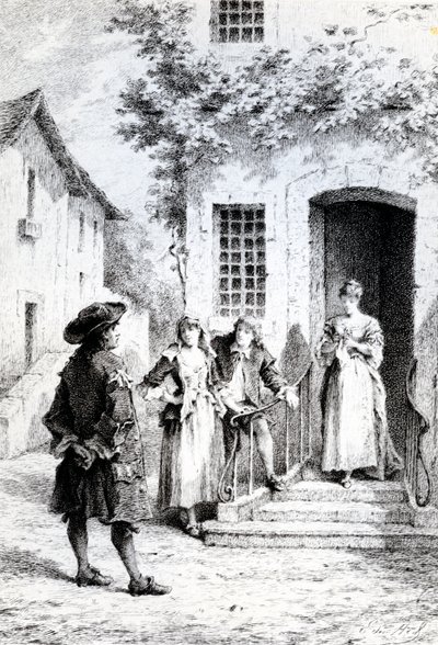Scène uit De School voor Vrouwen, door Molière door French School