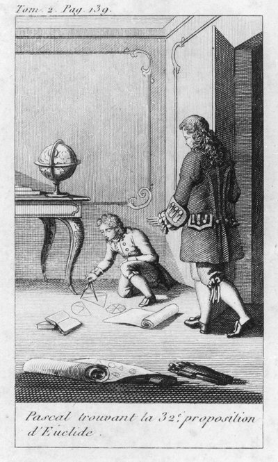 Scène uit de kindertijd van Blaise Pascal (1623-62) begin 19e eeuw door French School