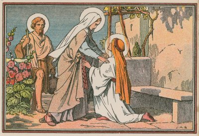 Scène uit het leven van Jezus (gekleurde gravure) door French School