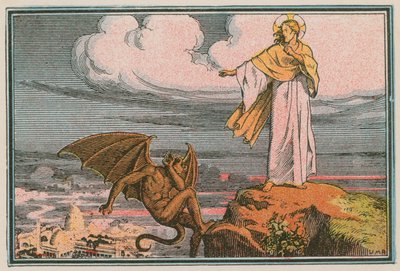 Scène uit het leven van Jezus (gekleurde gravure) door French School