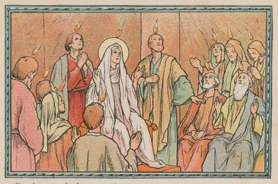Scène uit het leven van Jezus (gekleurde gravure) door French School