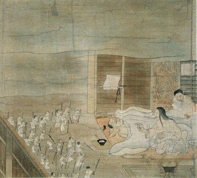 Scène van delirium, kopie van een 12e-eeuwse kakemono toegeschreven aan Mitsunaga Fujiwara, uit The Kokka, april 1904 door French School