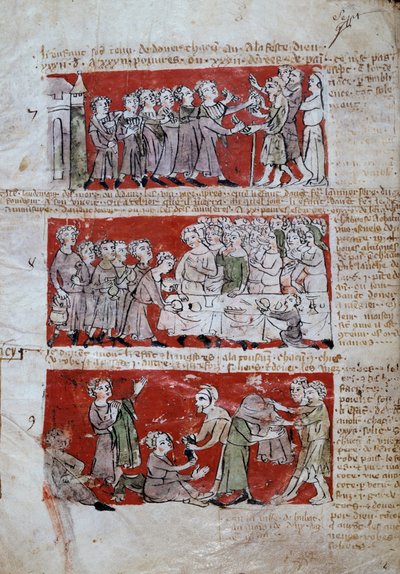 Scène uit het studentenleven aan het Hubant College of Ave Maria in Parijs. Manuscriptpagina 