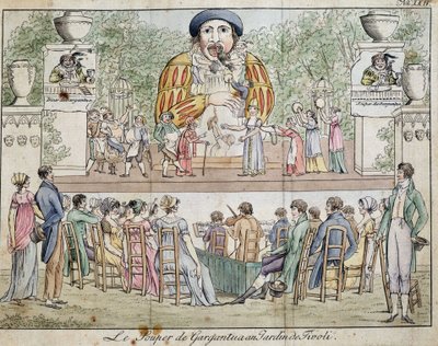 Scène van het diner van Gargantua met publiek, attractie van de tuin van Tivoli, ca. 1805 door French School