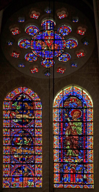 Scènes betreffende de dood van St. Vincentius; St. Paulus; een Montfort ridder in de roos door French School