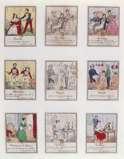 Scènes uit het vroege 19e-eeuwse Parijse Vaudeville en Opera-Comique door French School