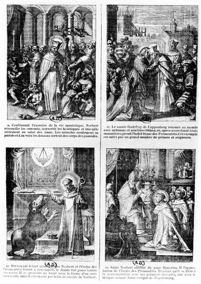 Scènes uit het leven van Sint Norbert, stichter van de Premonstratenzer orde van reguliere kanunniken door French School