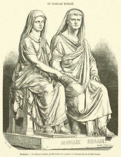Beeldhouwwerk, Een Romeins huwelijk (gravure) door French School