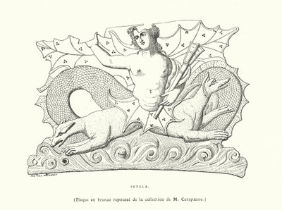 Scylla, oude Griekse bronzen plaquette door French School