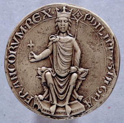 Zegel van koning Filips II genaamd Filips Augustus (1165-1223) 13e eeuw door French School