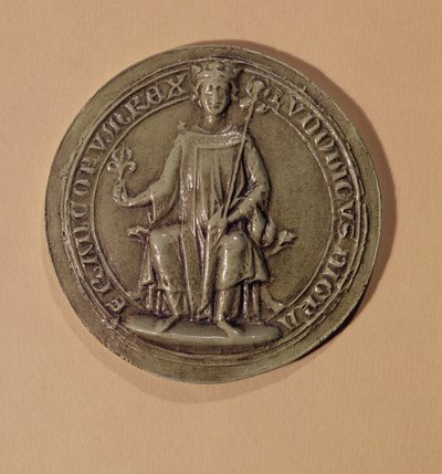Zegel van Lodewijk IX (1214-70) met een scepter en een fleur de lys, ca. 1252 door French School