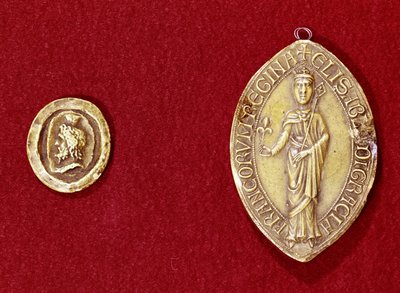 Zegels van Keizer Karel de Grote (742-814) en Koningin Isabelle van Henegouwen (1170-c.1190) door French School