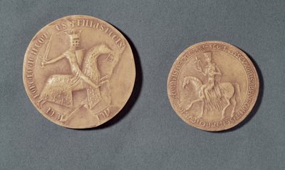 Zegels van Karel I (1226-85) van Anjou en Beatrice (gest.1267) van Provence door French School